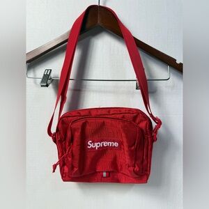 Supreme SS 19 Red Embossed Logo Crossbody Bag